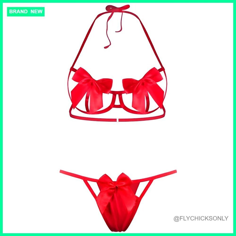 2-Piece Lingerie Set with Bow Tie Accent, Soft Stretchy Fabric